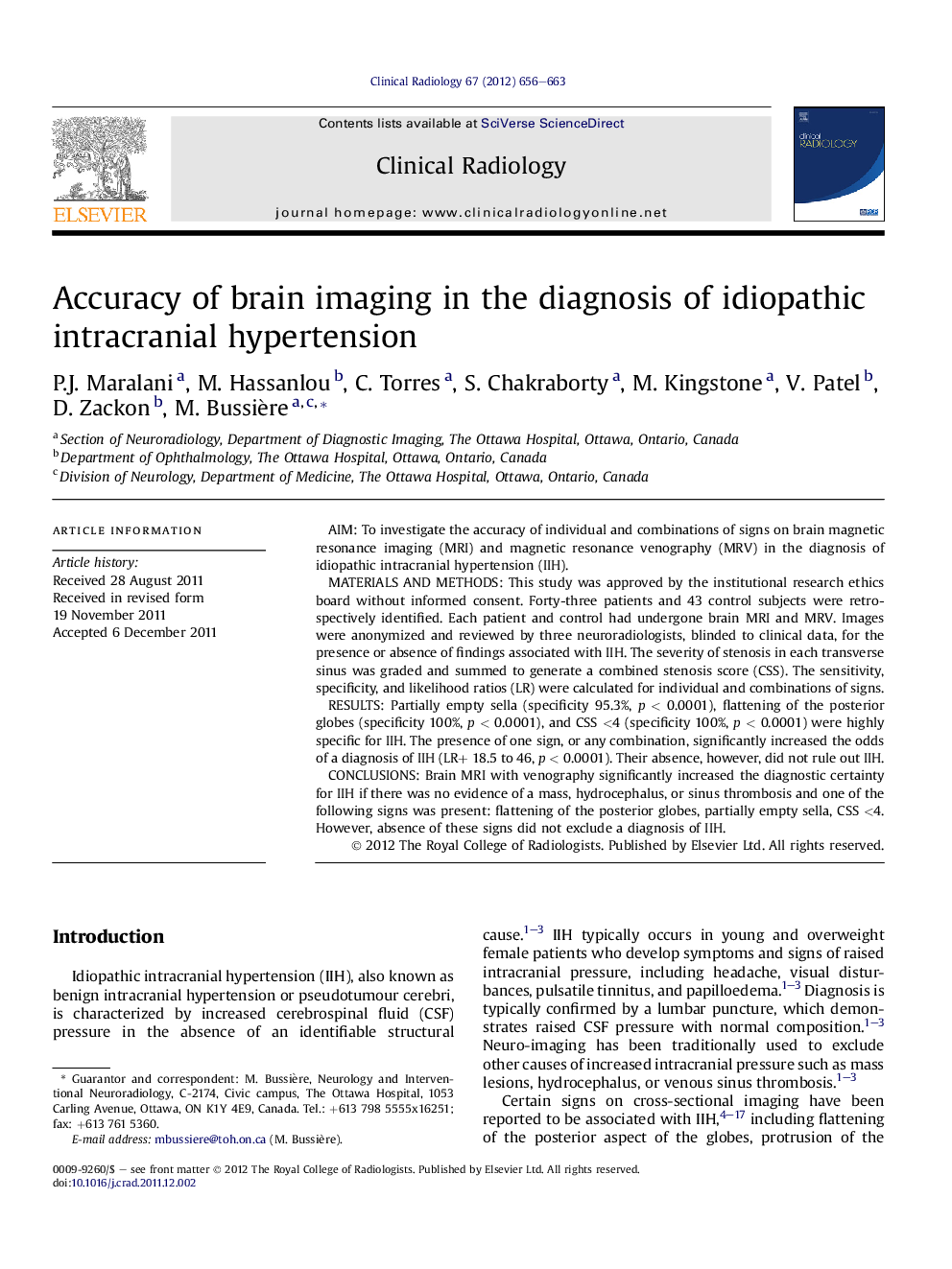 Accuracy of brain imaging in the diagnosis of idiopathic intracranial hypertension