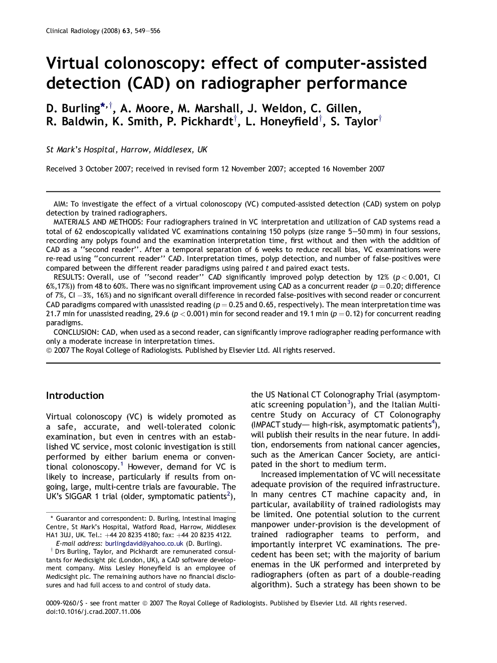 Virtual colonoscopy: effect of computer-assisted detection (CAD) on radiographer performance