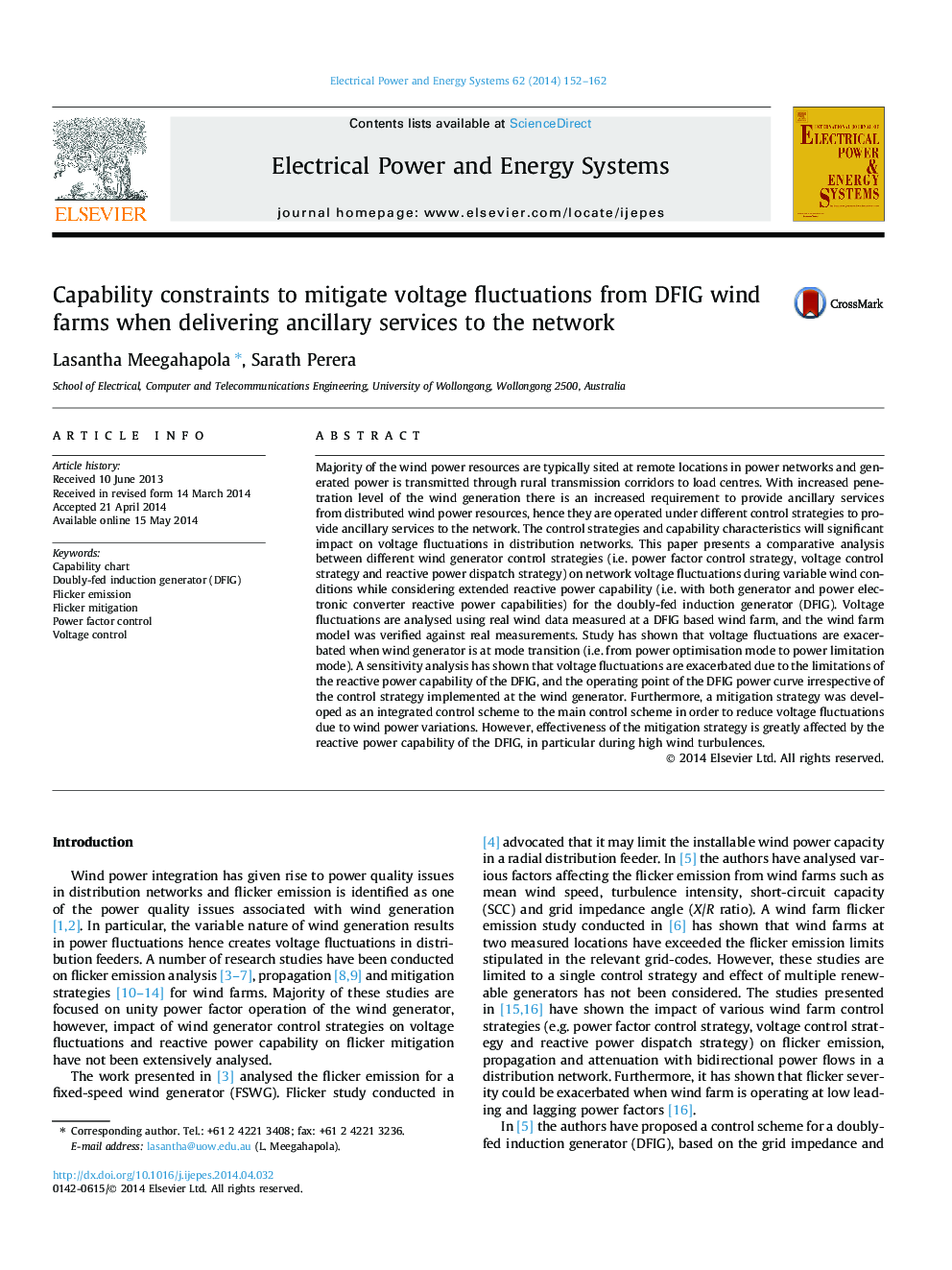 Capability constraints to mitigate voltage fluctuations from DFIG wind farms when delivering ancillary services to the network