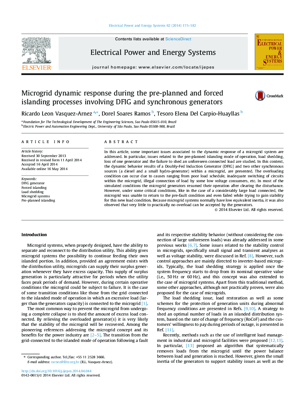 Microgrid dynamic response during the pre-planned and forced islanding processes involving DFIG and synchronous generators