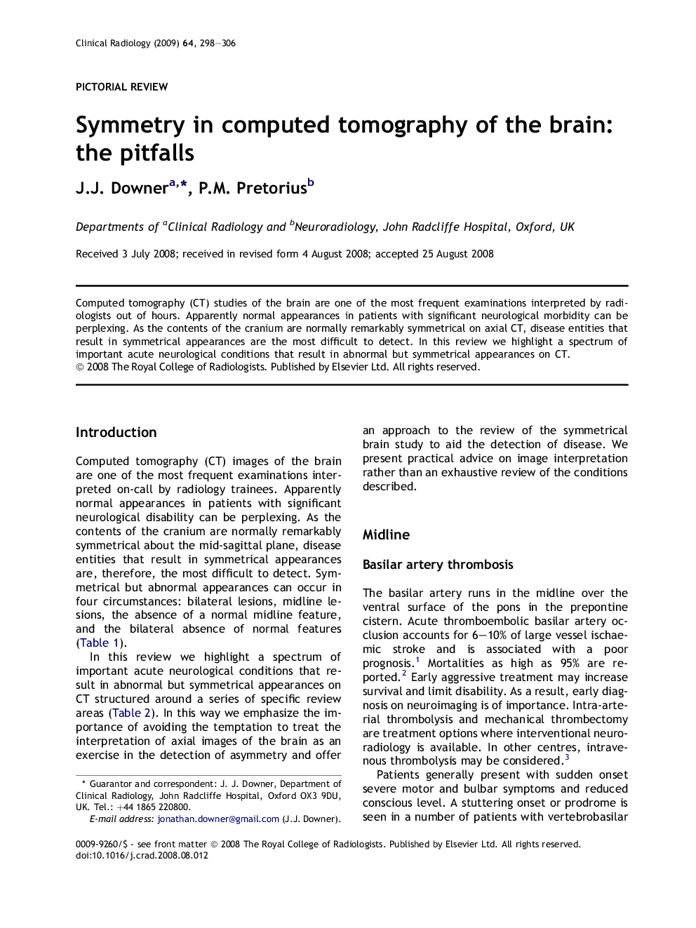 Symmetry in computed tomography of the brain: the pitfalls