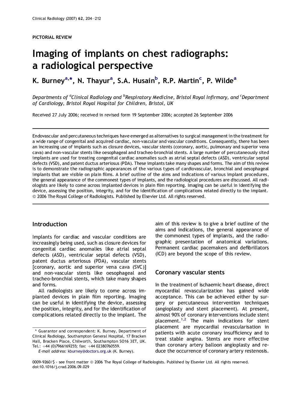 Imaging of implants on chest radiographs: a radiological perspective