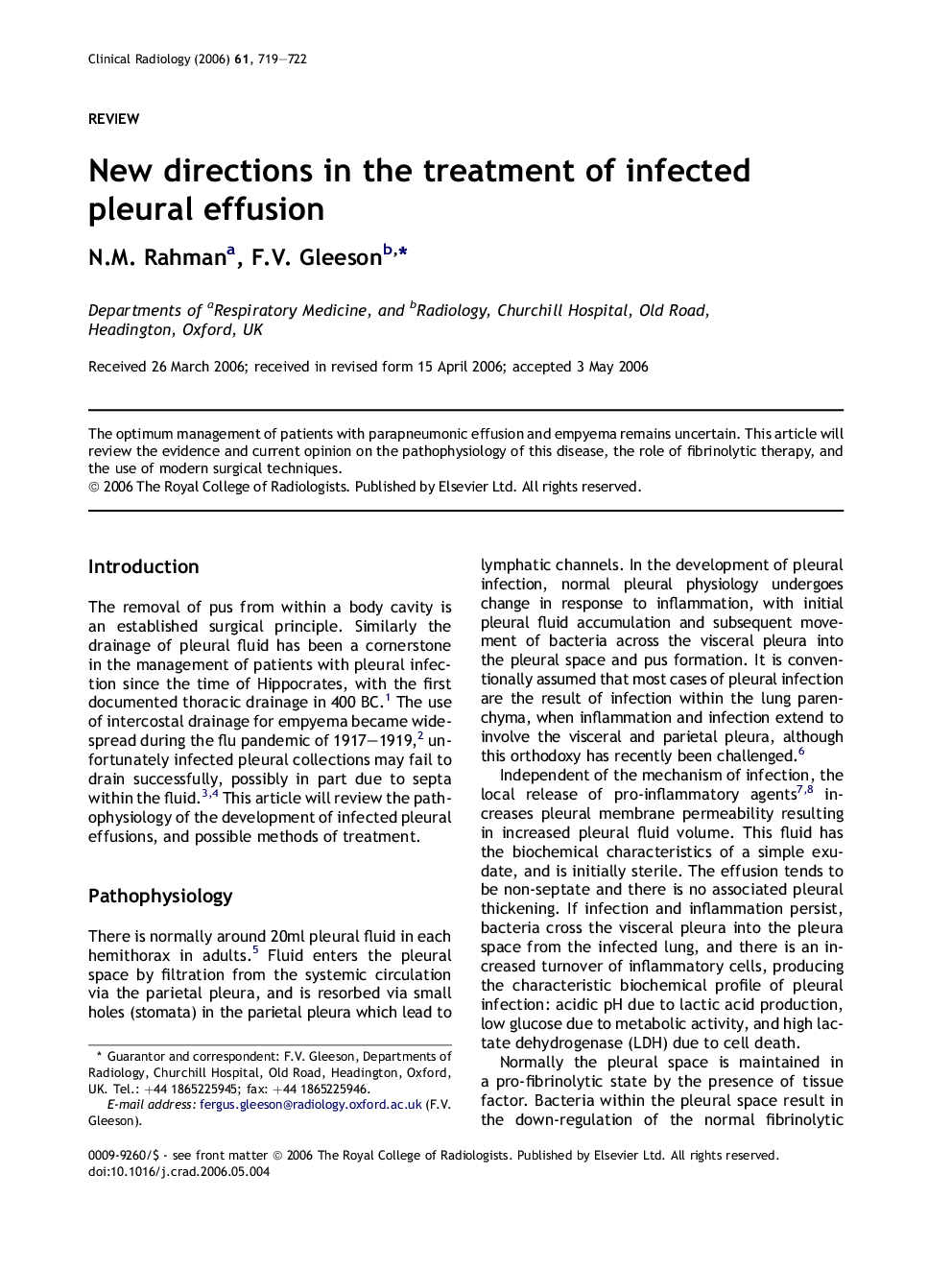 New directions in the treatment of infected pleural effusion