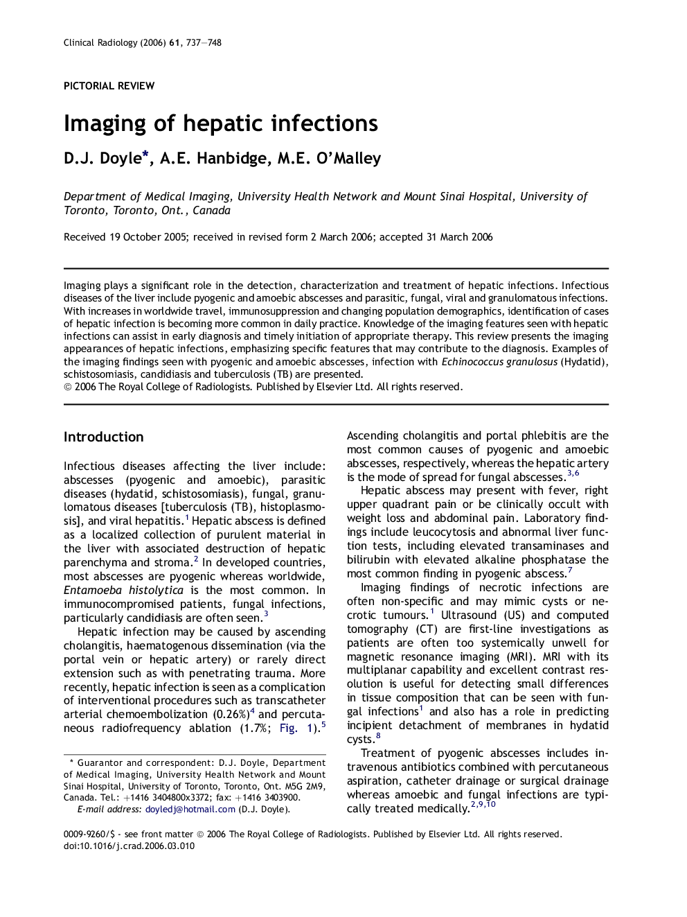 Imaging of hepatic infections