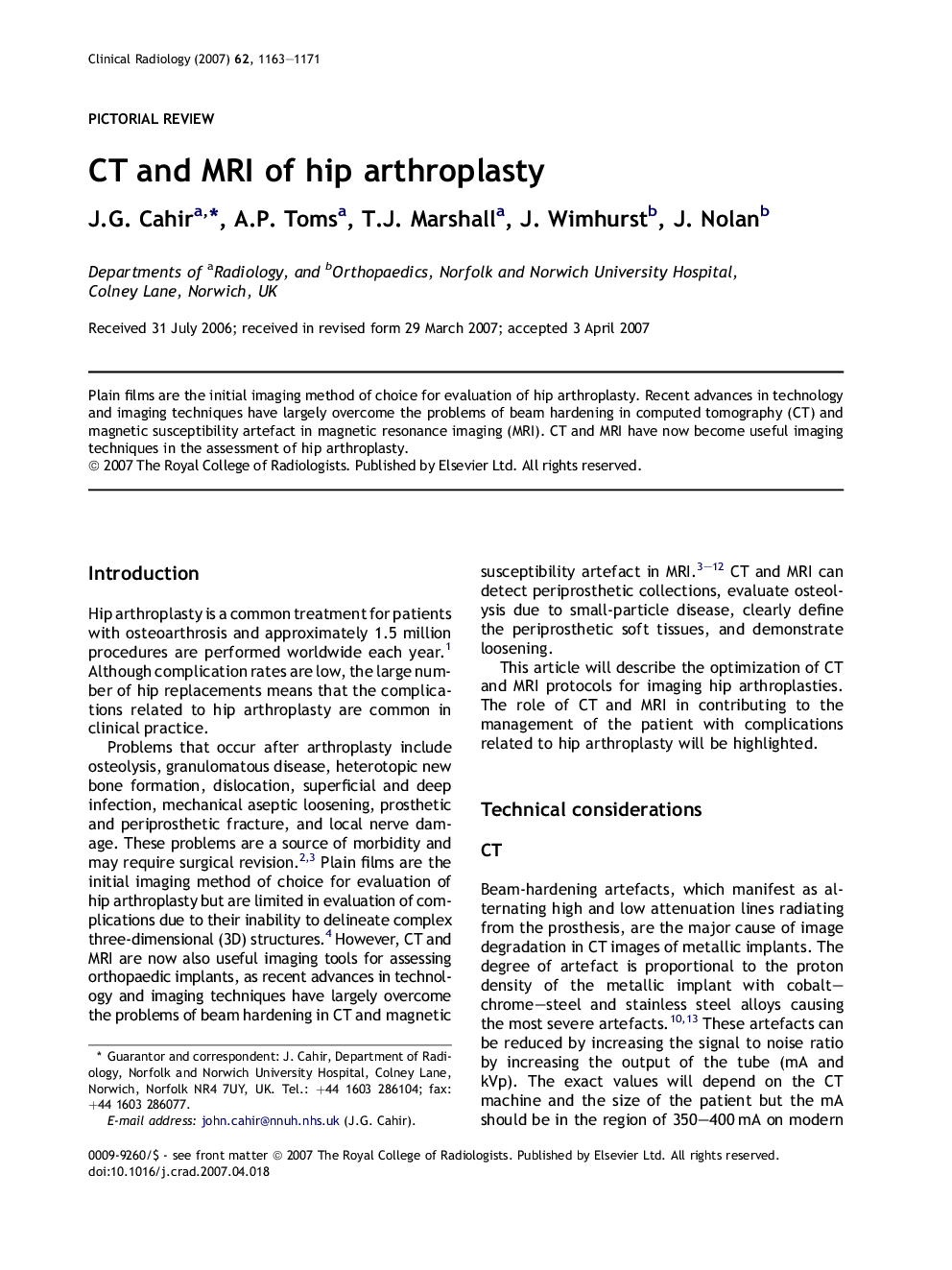 CT and MRI of hip arthroplasty