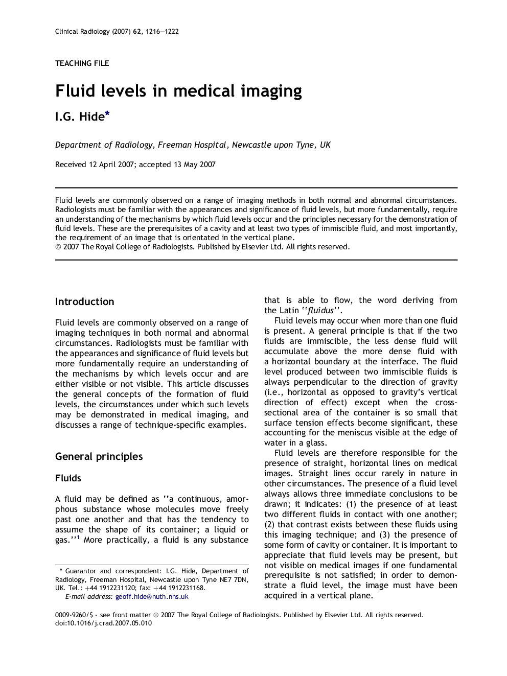 Fluid levels in medical imaging