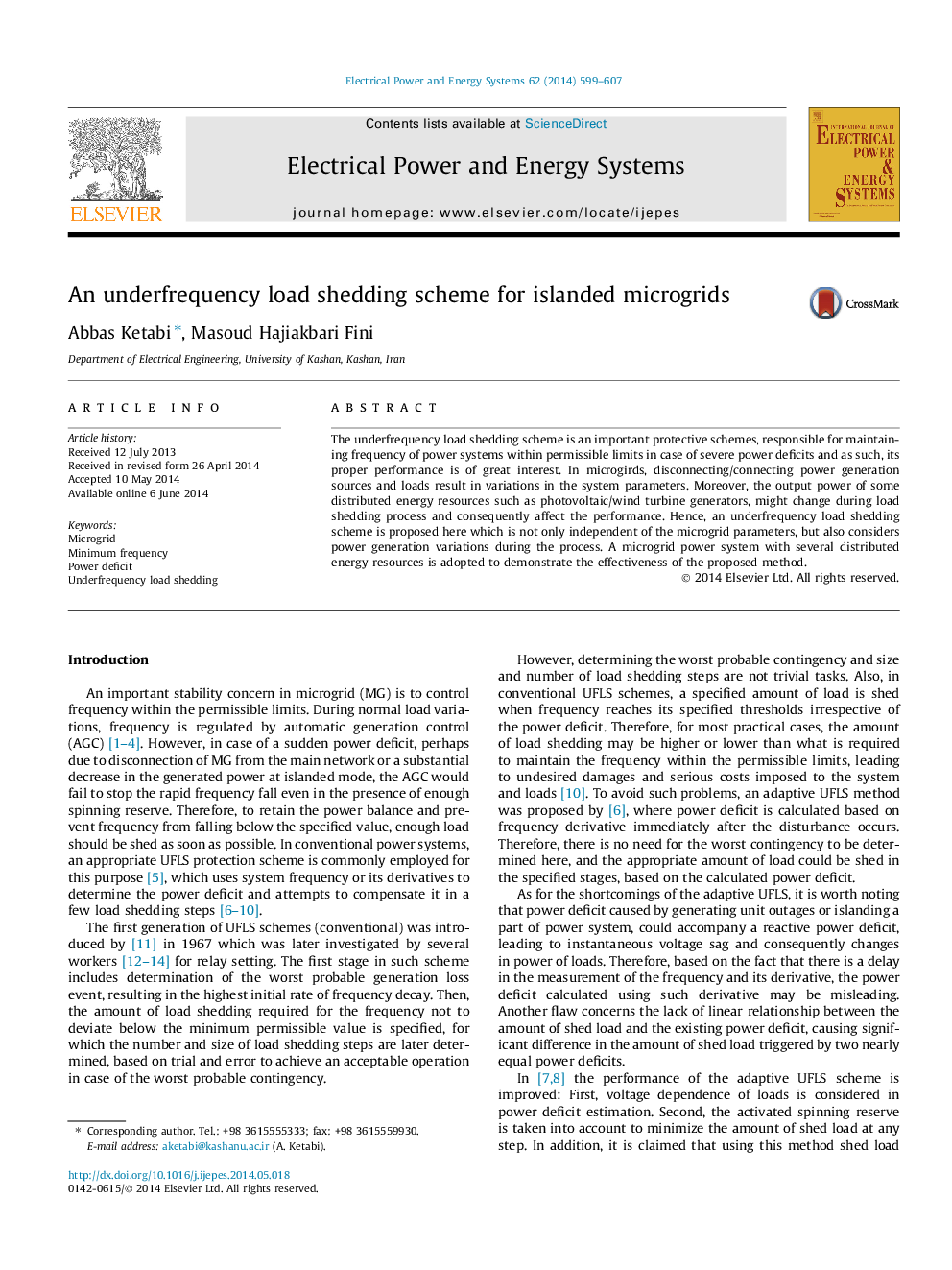 An underfrequency load shedding scheme for islanded microgrids