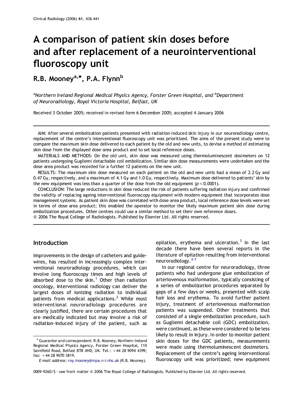 A comparison of patient skin doses before and after replacement of a neurointerventional fluoroscopy unit