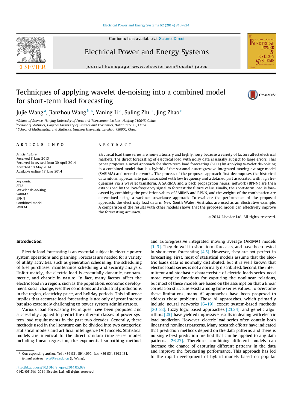 Techniques of applying wavelet de-noising into a combined model for short-term load forecasting