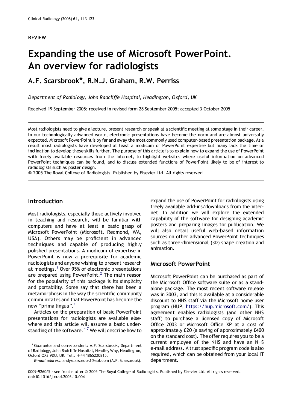 Expanding the use of Microsoft PowerPoint. An overview for radiologists