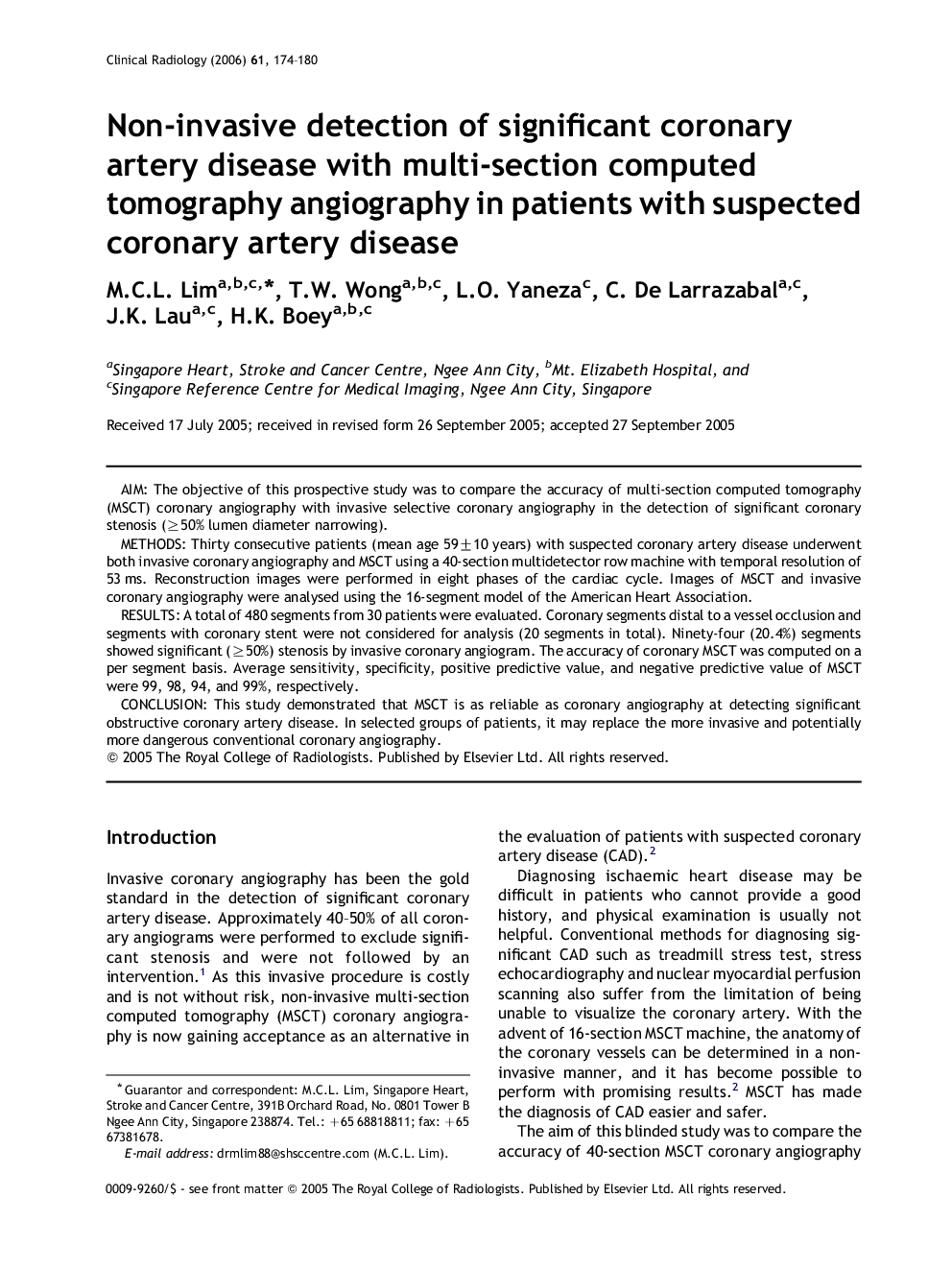 Non-invasive detection of significant coronary artery disease with multi-section computed tomography angiography in patients with suspected coronary artery disease
