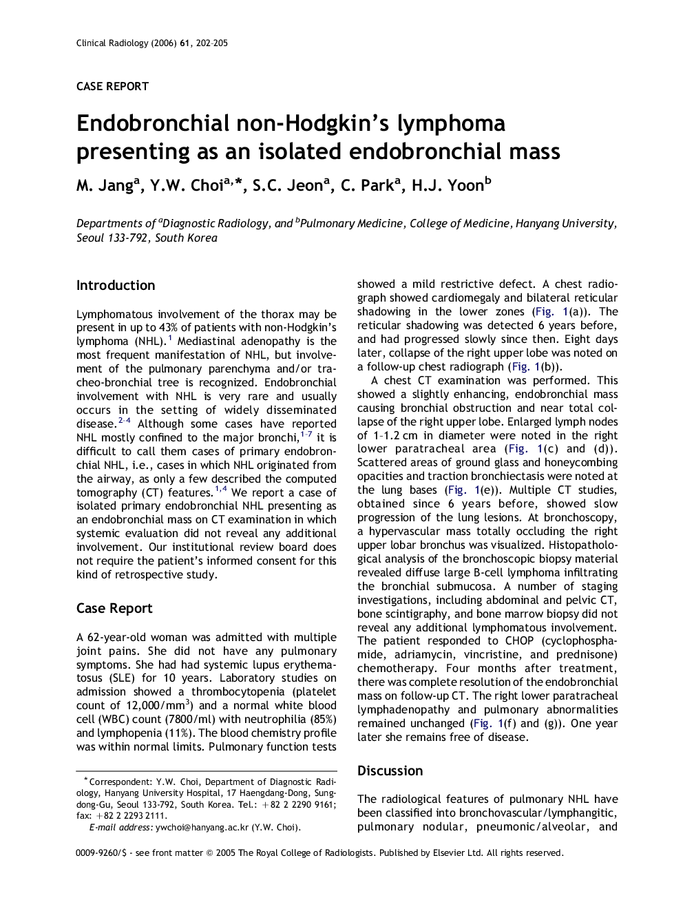 Endobronchial non-Hodgkin's lymphoma presenting as an isolated endobronchial mass
