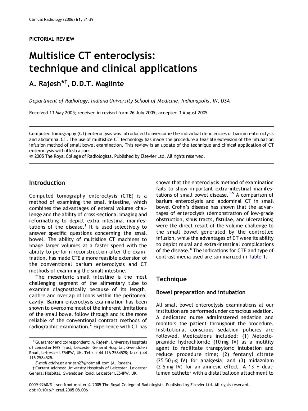 Multislice CT enteroclysis: technique and clinical applications