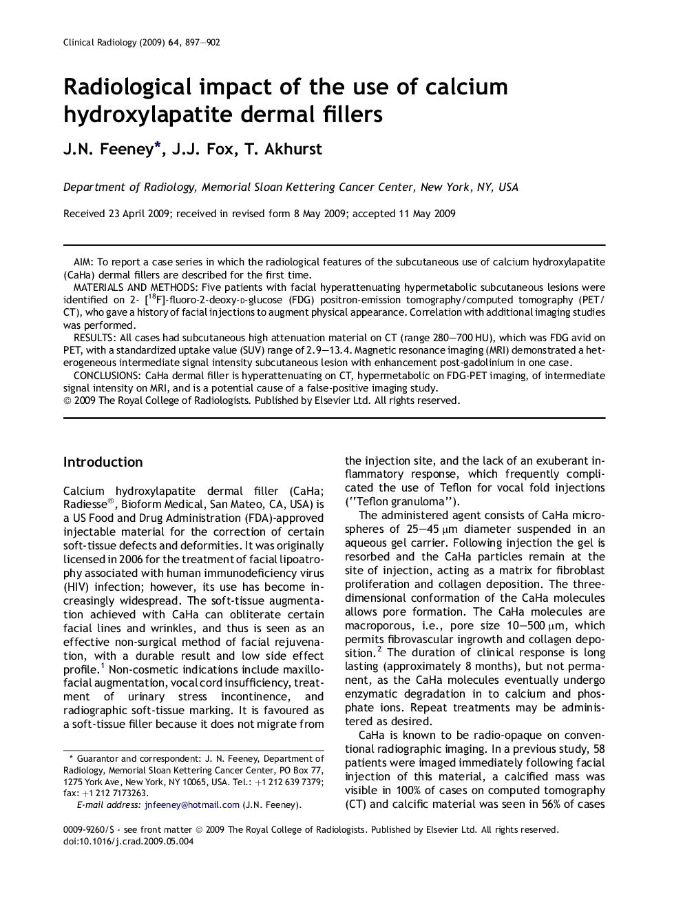 Radiological impact of the use of calcium hydroxylapatite dermal fillers