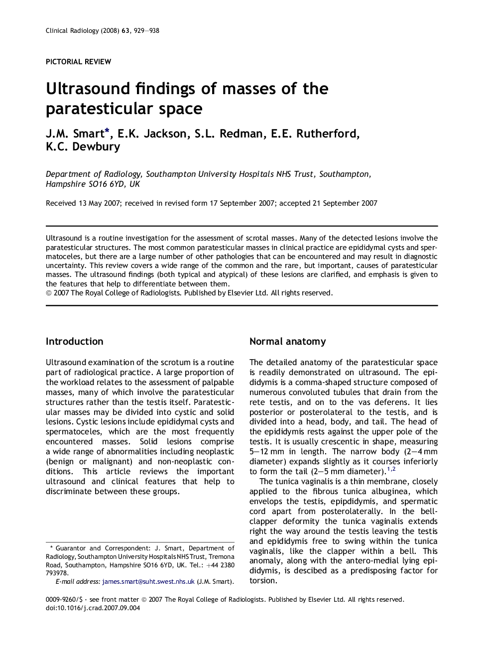 Ultrasound findings of masses of the paratesticular space