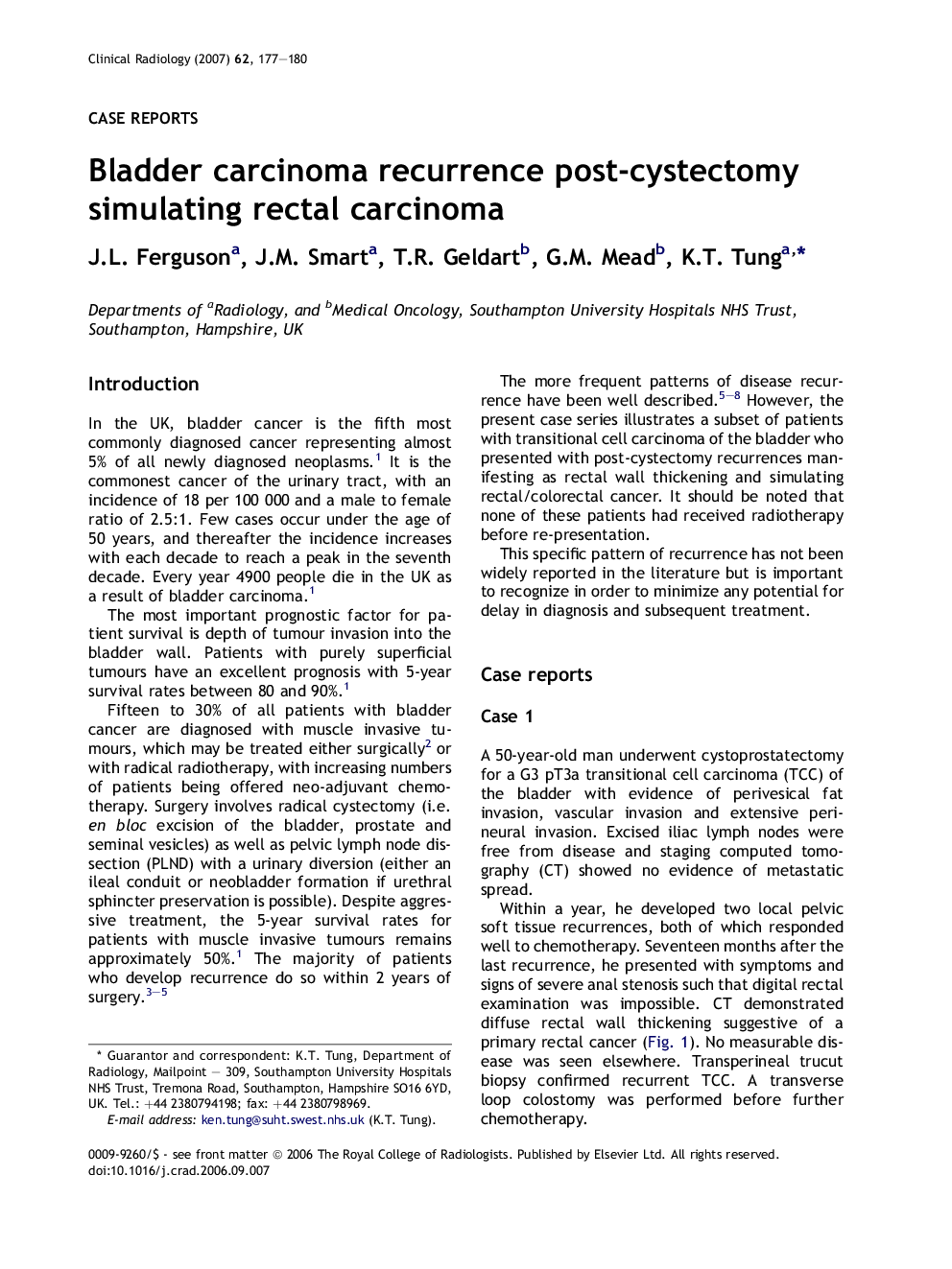 Bladder carcinoma recurrence post-cystectomy simulating rectal carcinoma