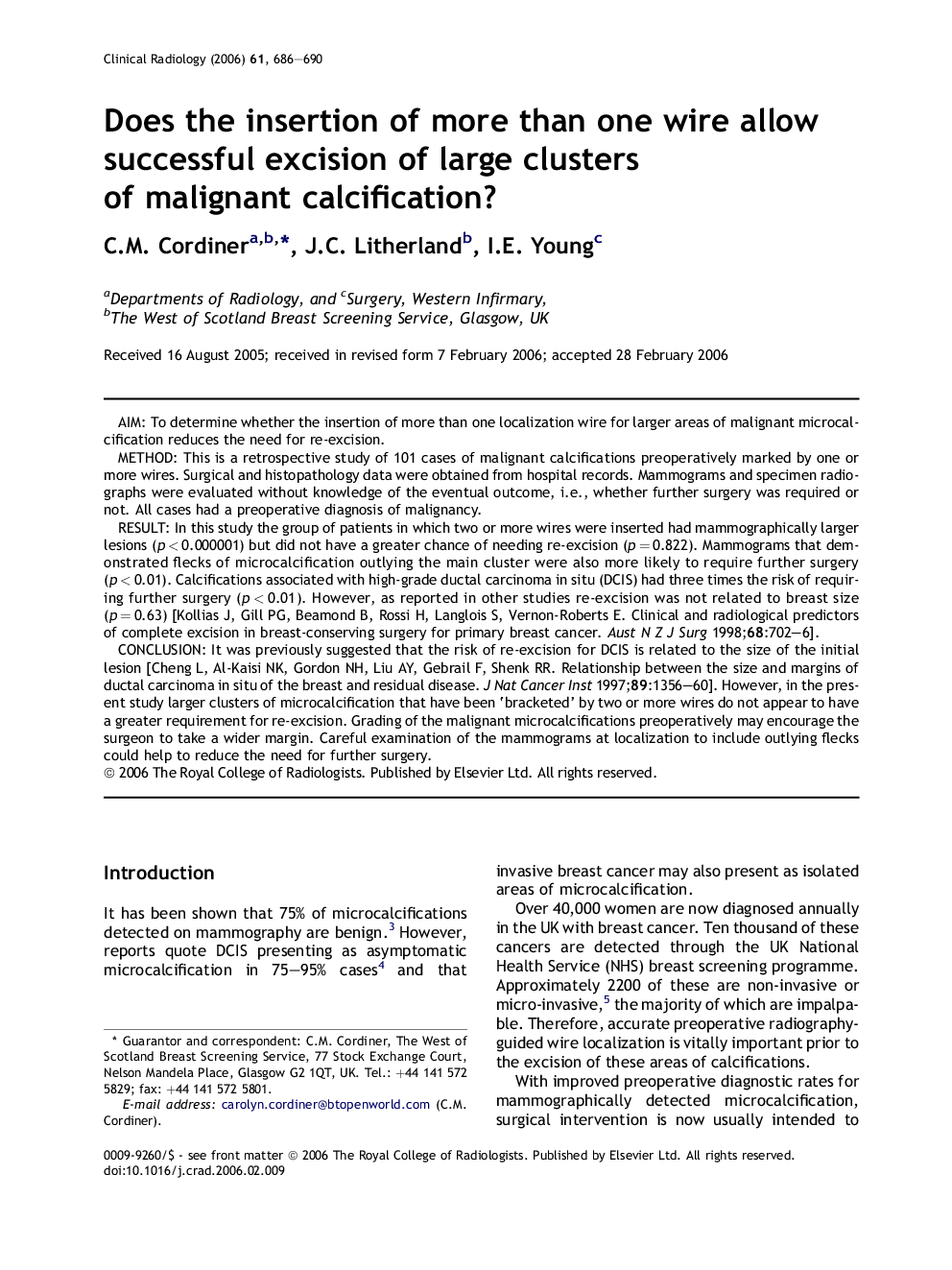 Does the insertion of more than one wire allow successful excision of large clusters of malignant calcification?