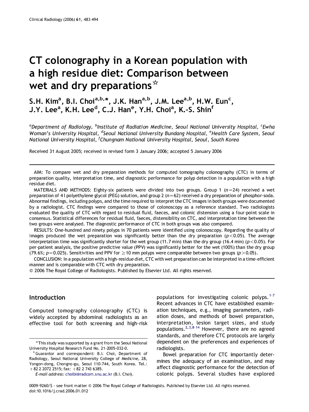 CT colonography in a Korean population with a high residue diet: Comparison between wet and dry preparations 