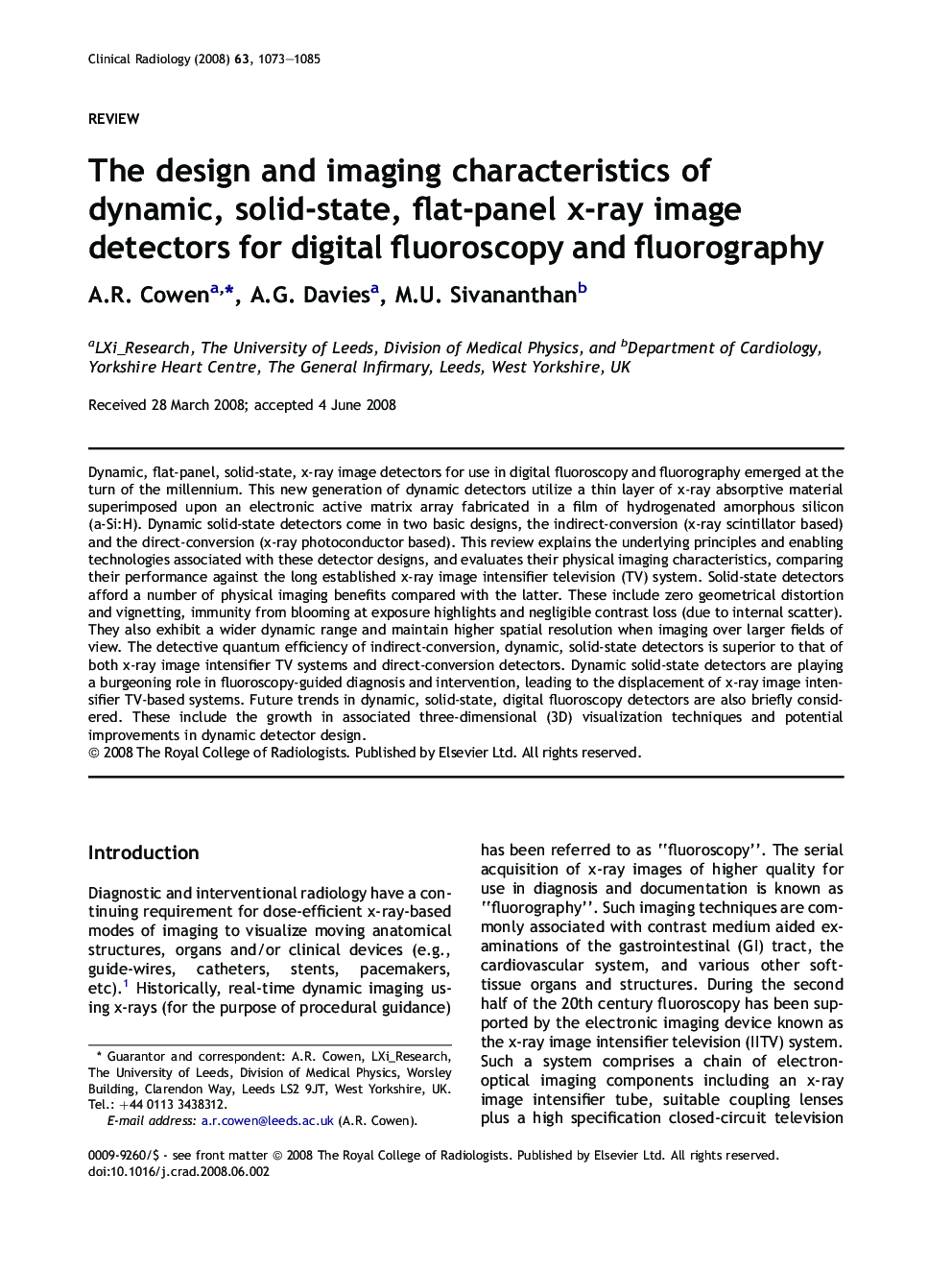 The design and imaging characteristics of dynamic, solid-state, flat-panel x-ray image detectors for digital fluoroscopy and fluorography