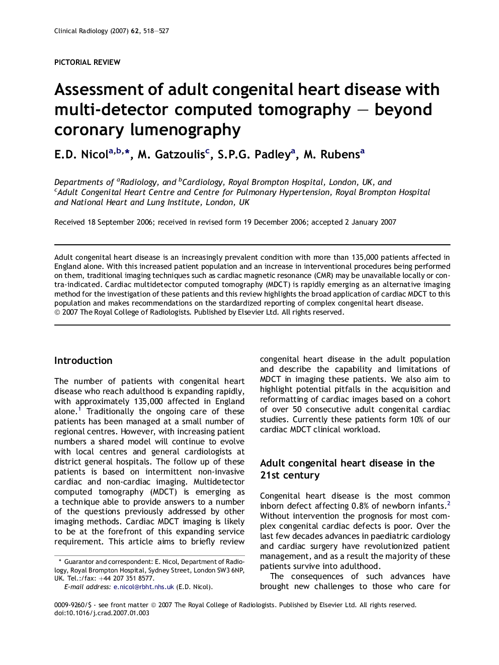 Assessment of adult congenital heart disease with multi-detector computed tomography – beyond coronary lumenography