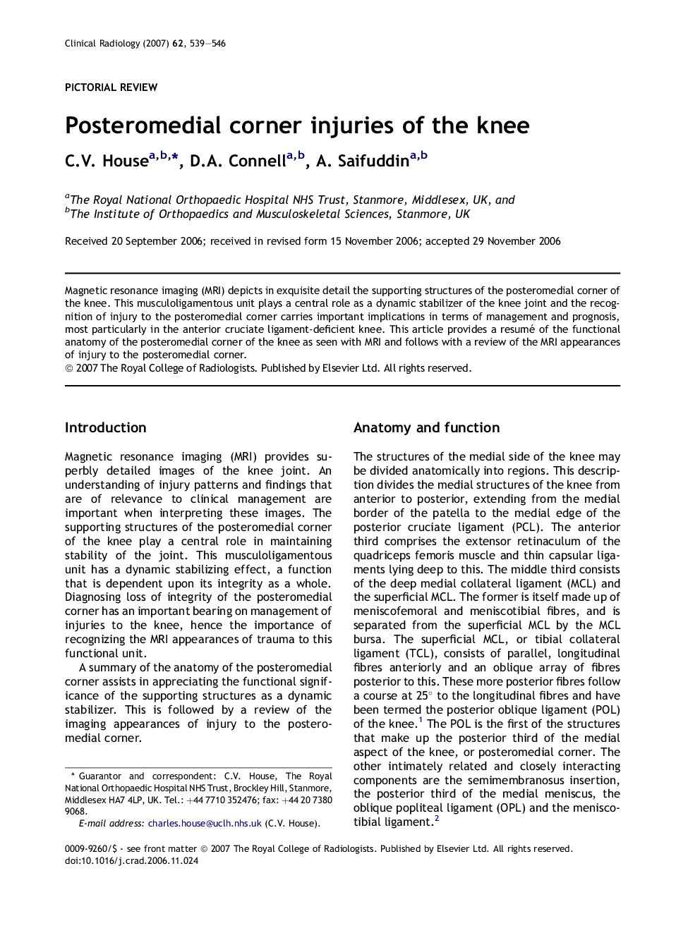 Posteromedial corner injuries of the knee