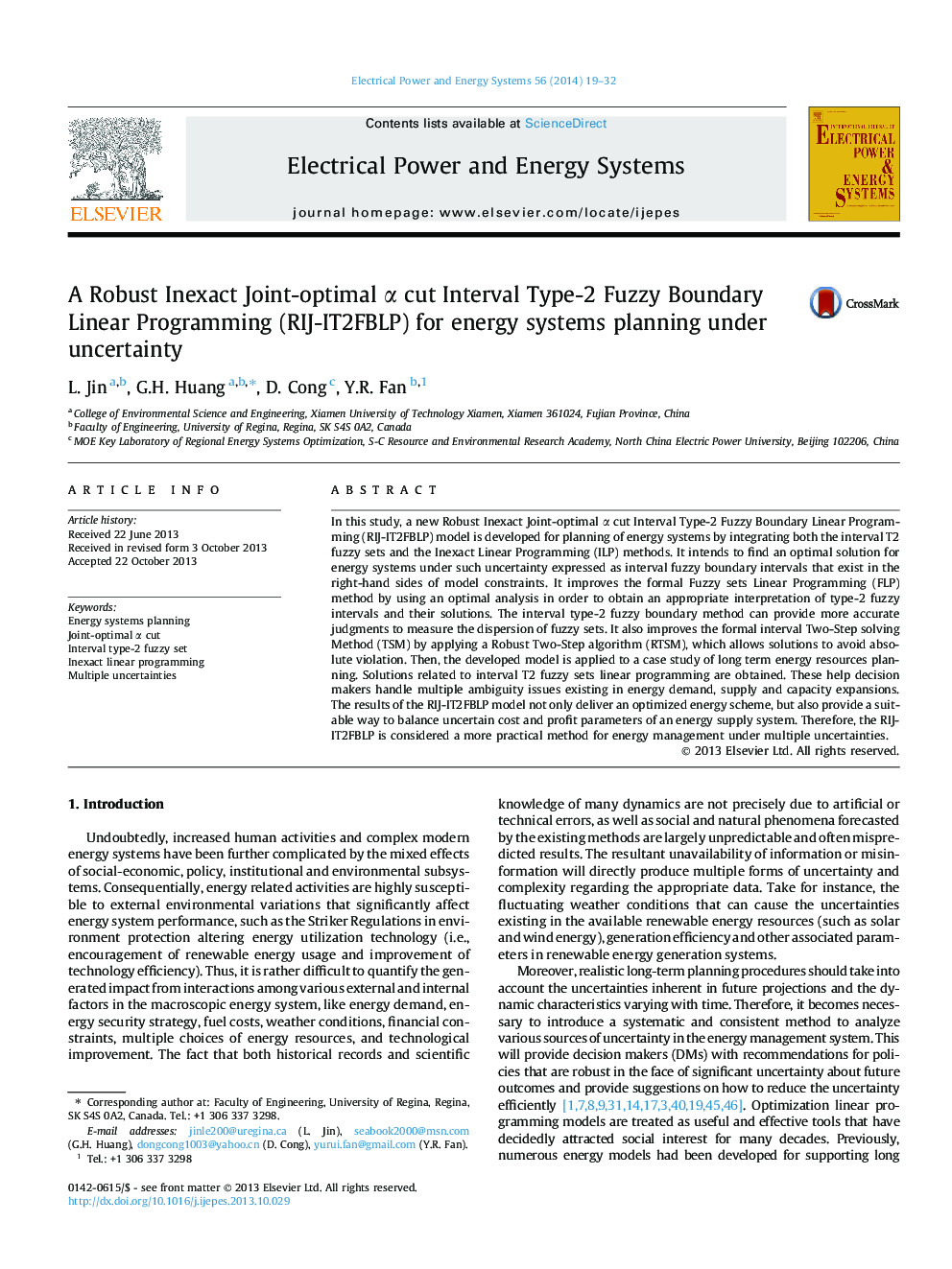 A Robust Inexact Joint-optimal α cut Interval Type-2 Fuzzy Boundary Linear Programming (RIJ-IT2FBLP) for energy systems planning under uncertainty