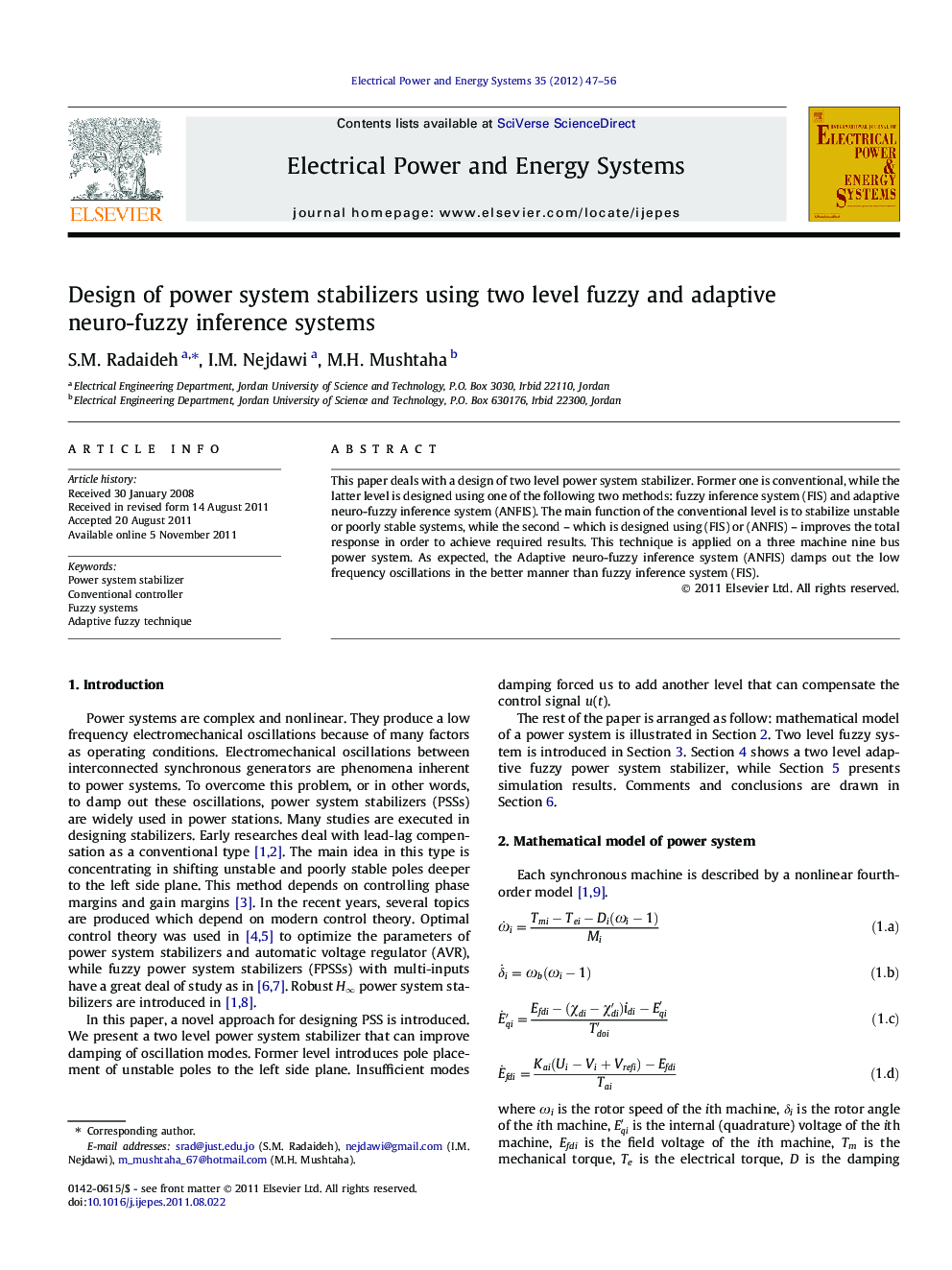 Design of power system stabilizers using two level fuzzy and adaptive neuro-fuzzy inference systems