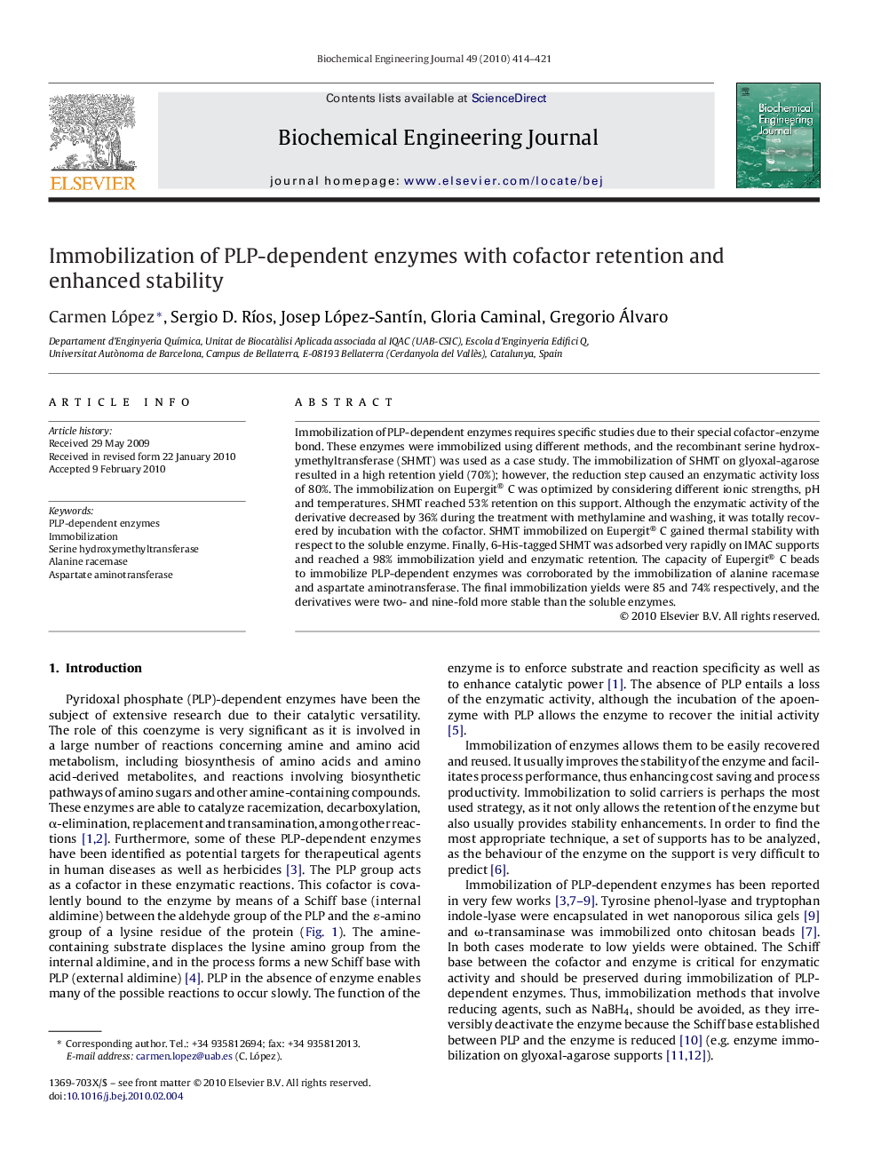 Immobilization of PLP-dependent enzymes with cofactor retention and enhanced stability