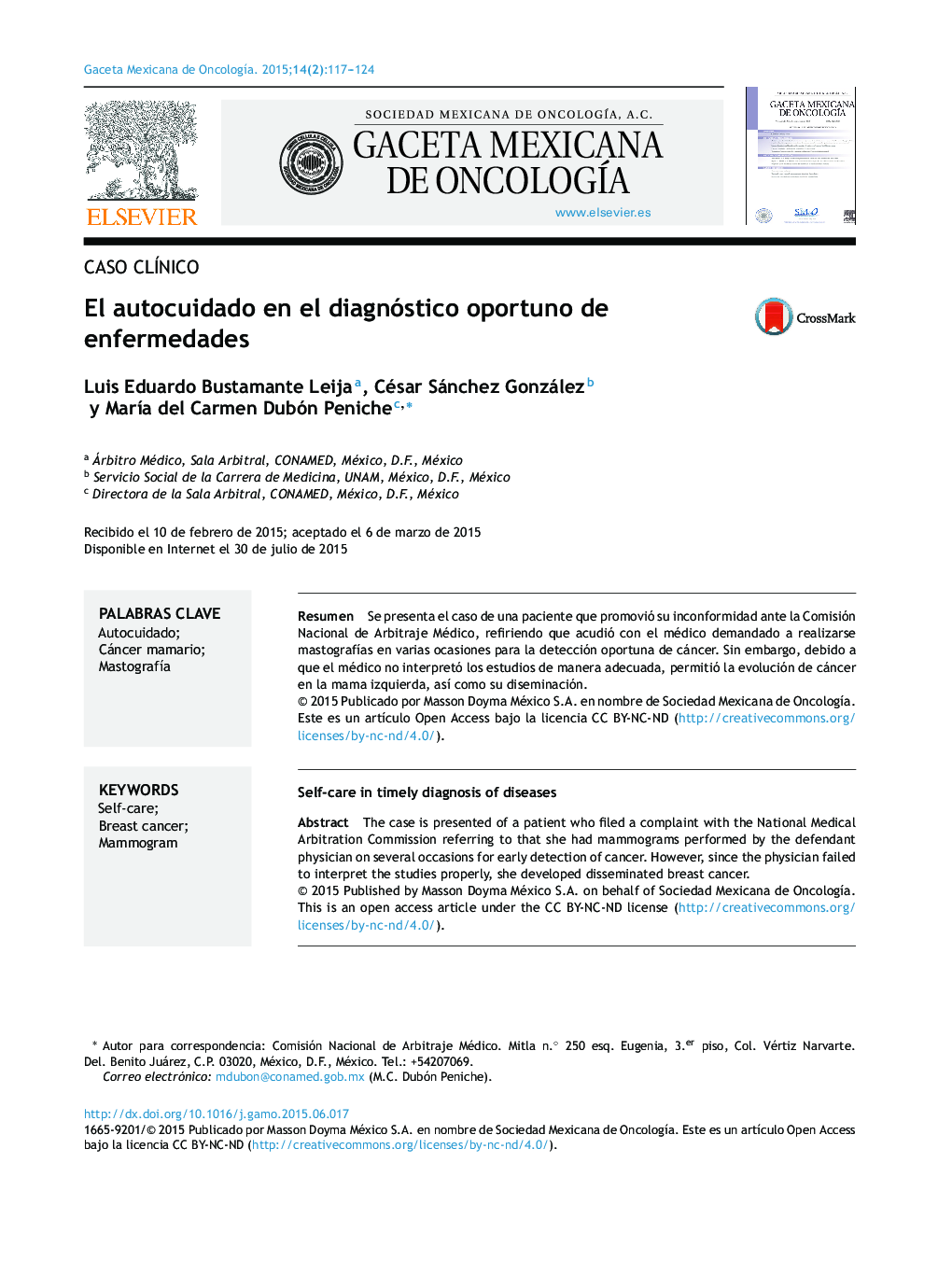 El autocuidado en el diagnóstico oportuno de enfermedades