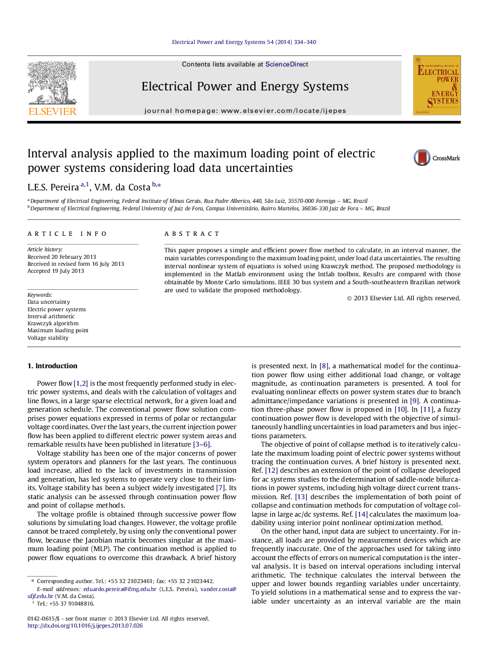 Interval analysis applied to the maximum loading point of electric power systems considering load data uncertainties