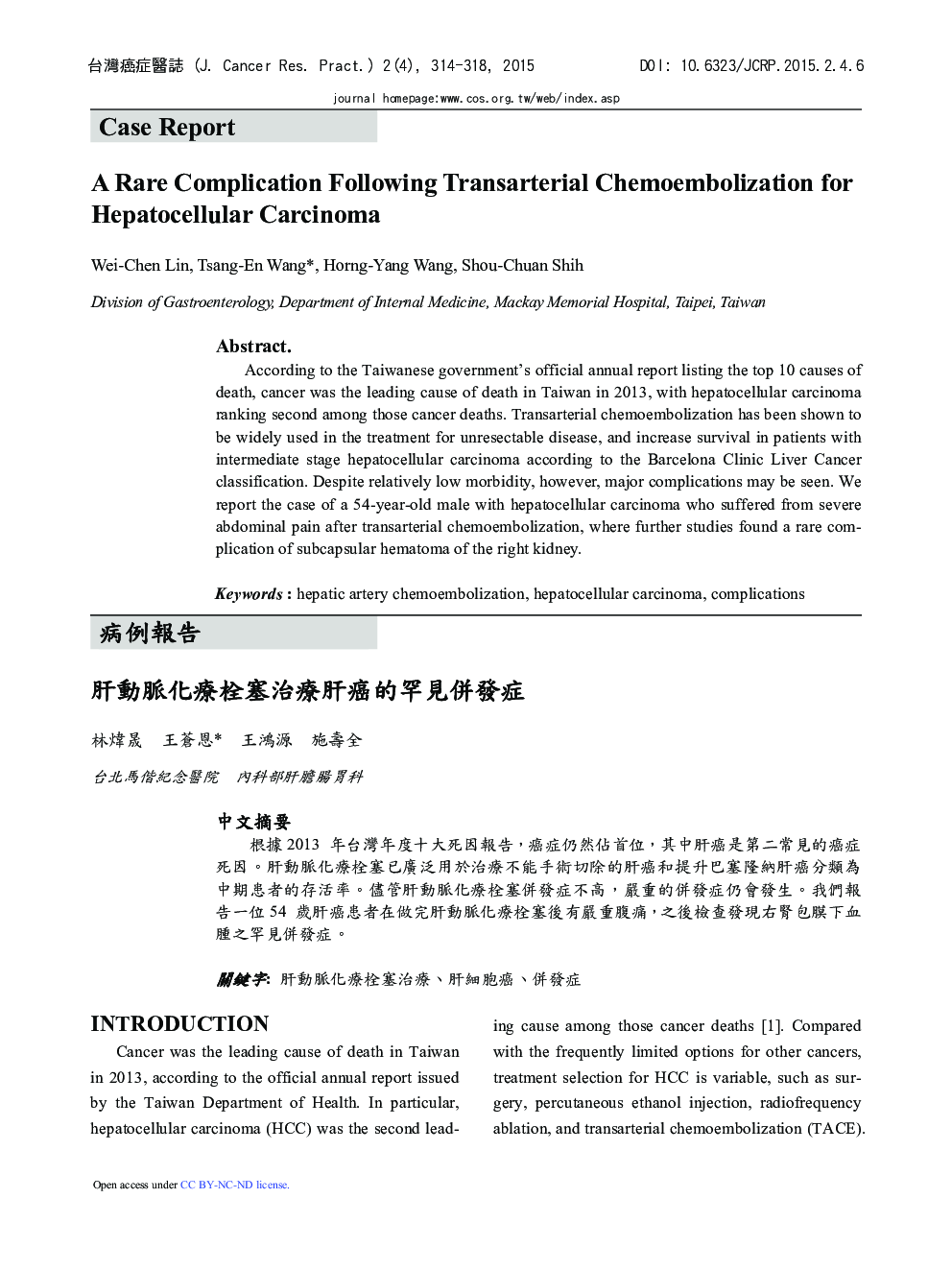 A Rare Complication Following Transarterial Chemoembolization for Hepatocellular Carcinoma