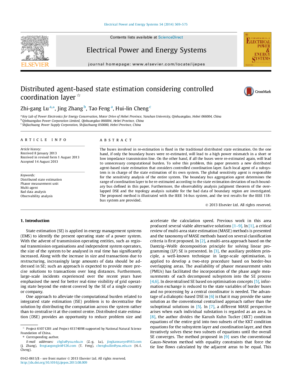 Distributed agent-based state estimation considering controlled coordination layer 