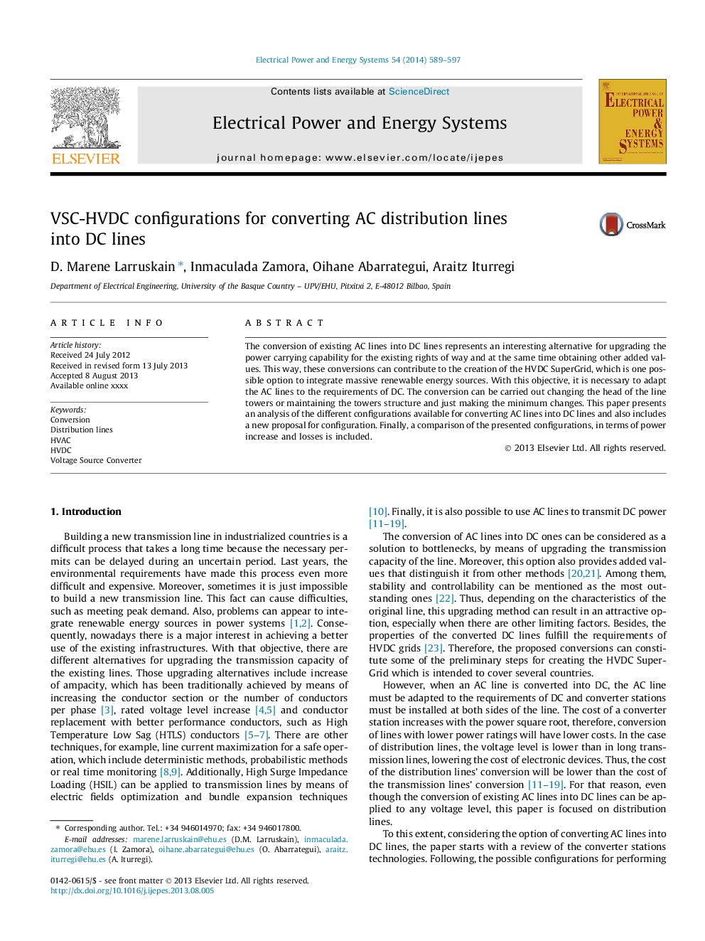 VSC-HVDC configurations for converting AC distribution lines into DC lines