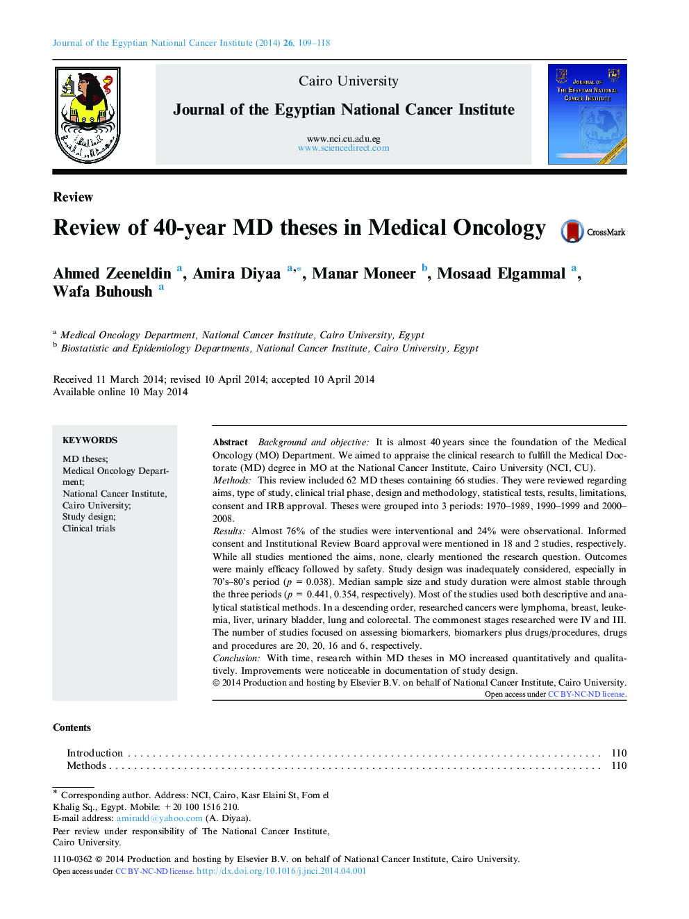 Review of 40-year MD theses in Medical Oncology 