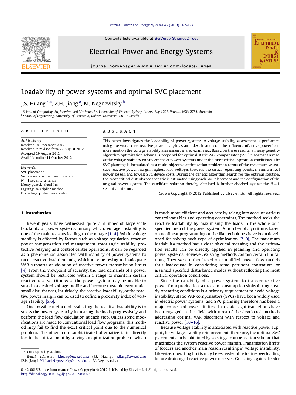 Loadability of power systems and optimal SVC placement