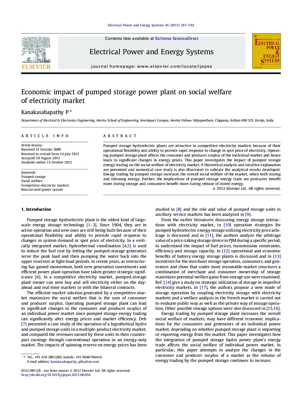 Economic impact of pumped storage power plant on social welfare of electricity market