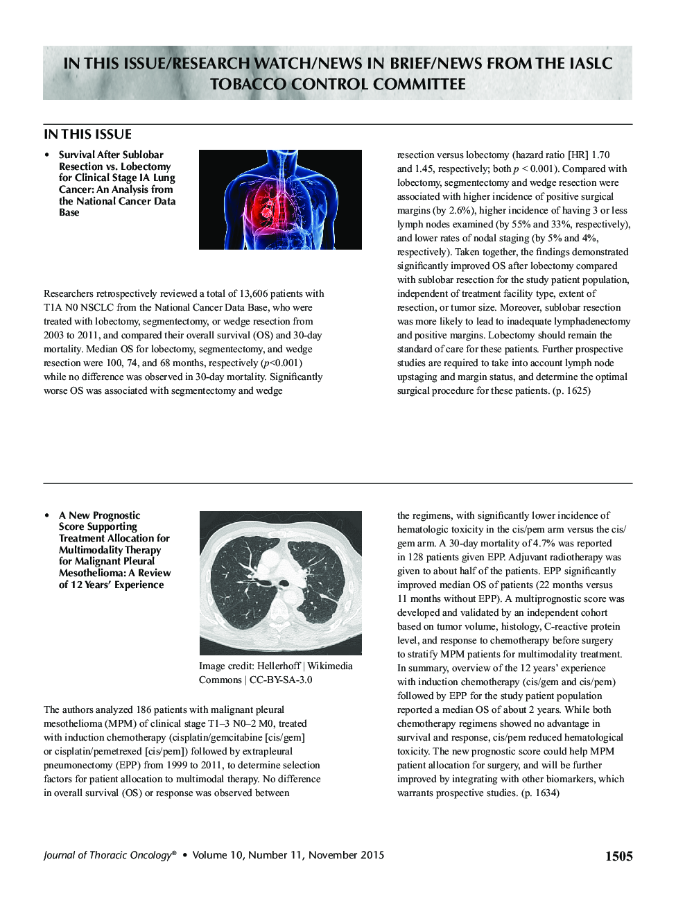 IN THIS ISSUE/RESEARCH WATCH/NEWS IN BRIEF/NEWS FROM THE IASLC TOBACCO CONTROL COMMITEE