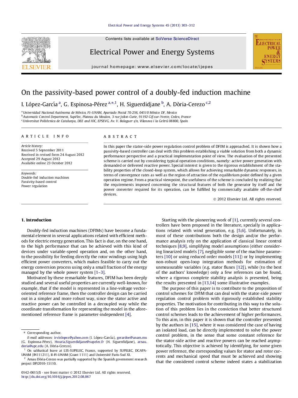 On the passivity-based power control of a doubly-fed induction machine