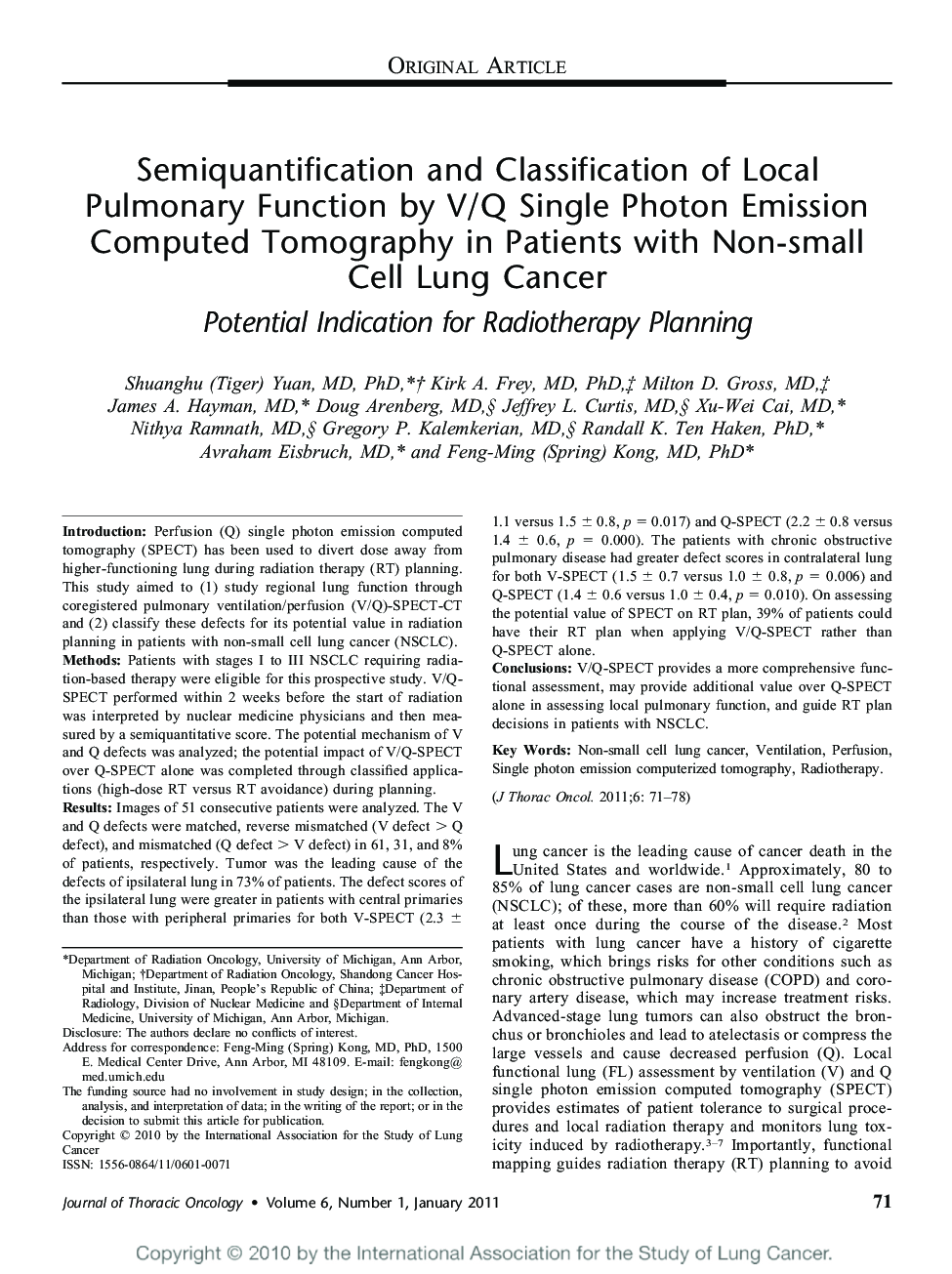 Semiquantification and Classification of Local Pulmonary Function by V/Q Single Photon Emission Computed Tomography in Patients with Non-small Cell Lung Cancer: Potential Indication for Radiotherapy Planning 