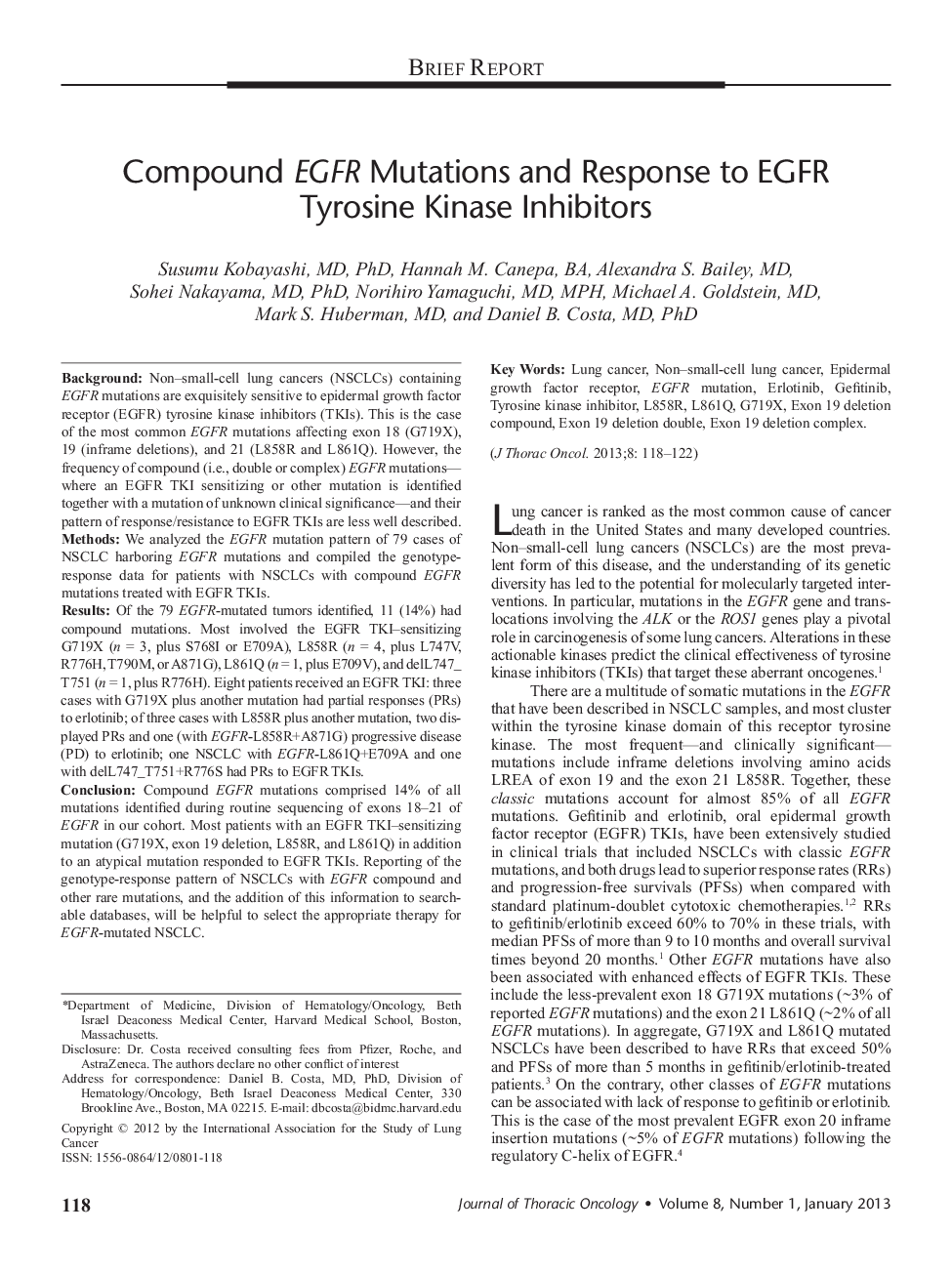 Compound EGFR Mutations and Response to EGFR Tyrosine Kinase Inhibitors 