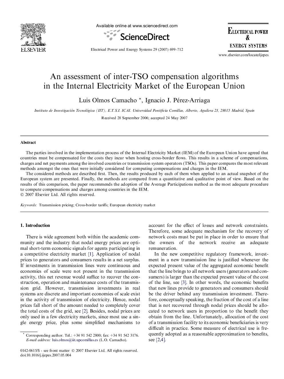 An assessment of inter-TSO compensation algorithms in the Internal Electricity Market of the European Union