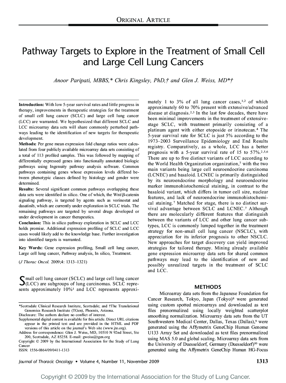 عکس صفحه اول مقاله: Pathway Targets to Explore in the Treatment of Small Cell and Large Cell Lung Cancers Pathway Targets to Explore in the Treatment of Small Cell and Large Cell Lung Cancers