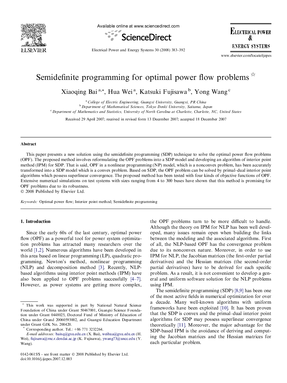 Semidefinite programming for optimal power flow problems 