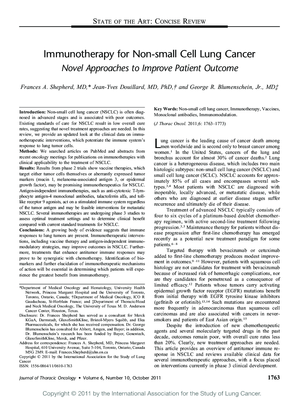 Immunotherapy for Non-small Cell Lung Cancer: Novel Approaches to Improve Patient Outcome 