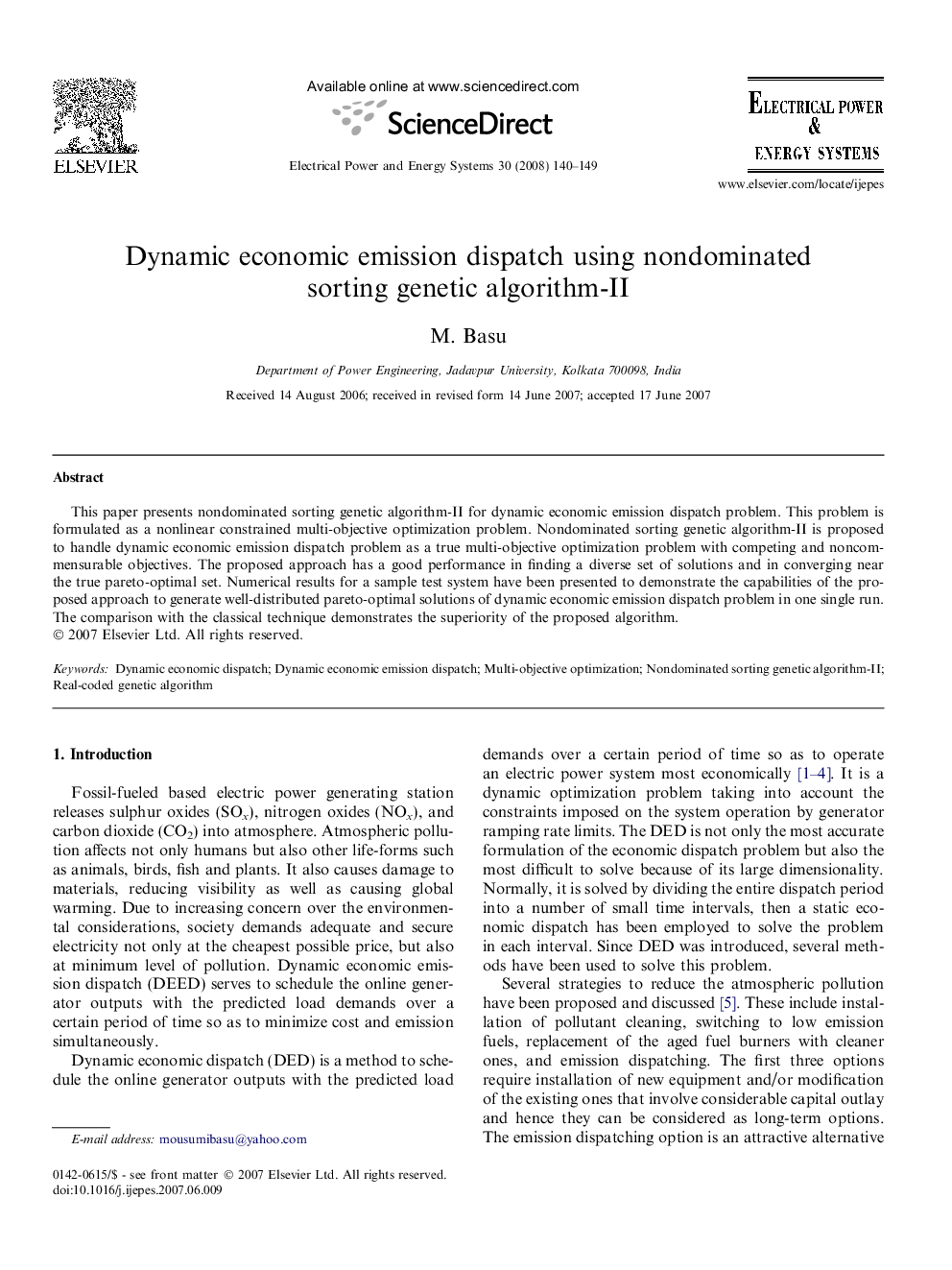 Dynamic economic emission dispatch using nondominated sorting genetic algorithm-II