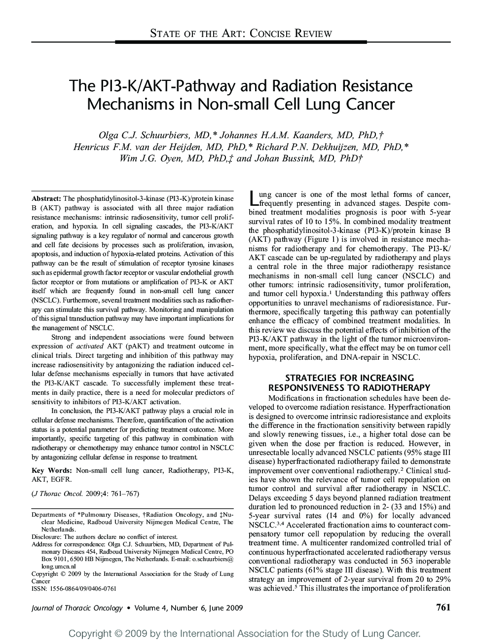 The PI3-K/AKT-Pathway and Radiation Resistance Mechanisms in Non-small Cell Lung Cancer 