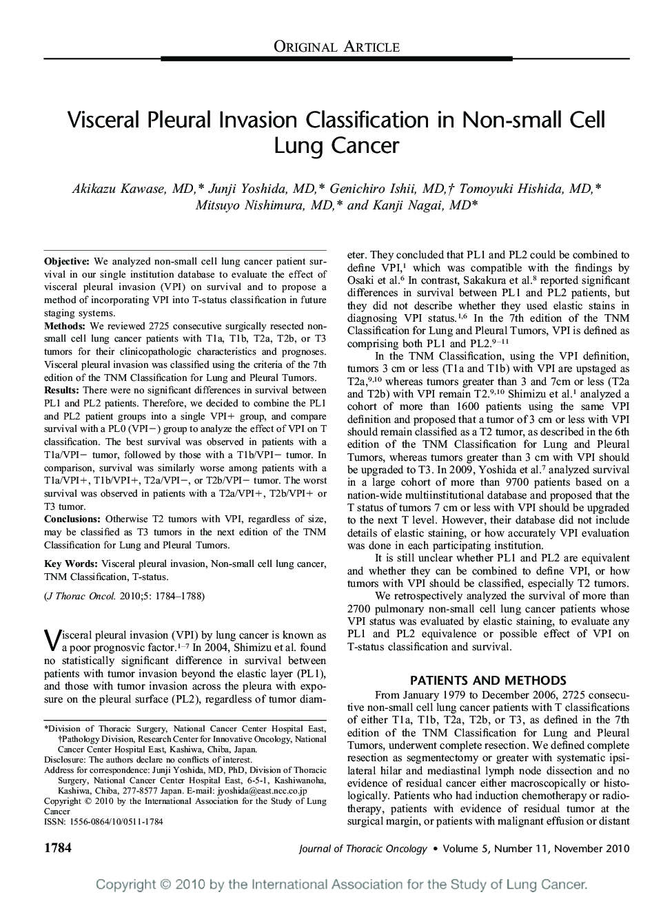 Visceral Pleural Invasion Classification in Non-small Cell Lung Cancer 