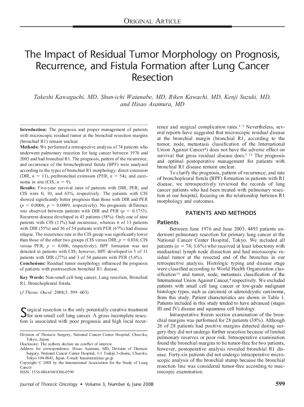 The Impact of Residual Tumor Morphology on Prognosis, Recurrence, and Fistula Formation after Lung Cancer Resection 