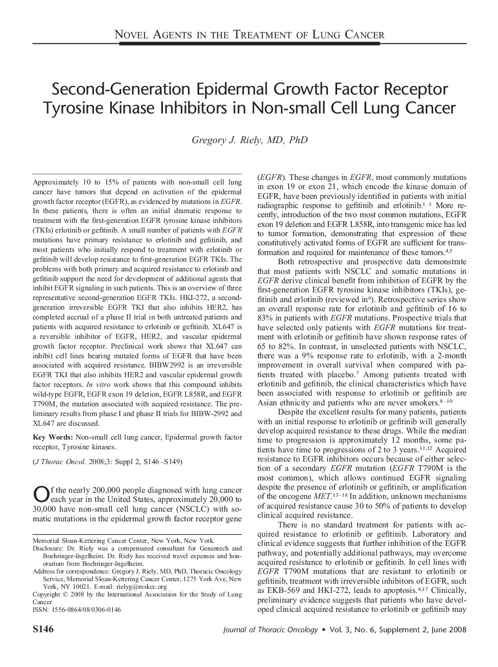 Second-Generation Epidermal Growth Factor Receptor Tyrosine Kinase Inhibitors in Non-small Cell Lung Cancer 