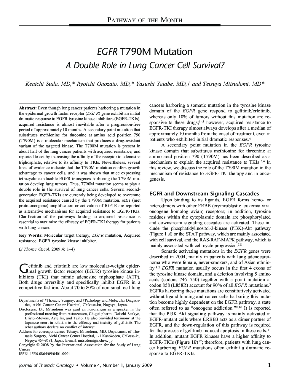 EGFR T790M Mutation: A Double Role in Lung Cancer Cell Survival? 